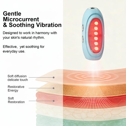 Face Massager Tool with Red Light Therapy for Face, Jade＆Rose Quartz Microcurrent Facial Device with Vibration＆7-Color LED Warm Heat, Gua Sha Facial Tools for Lifting, De-Puffing, Lymphatic Drainage