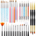 35 Pcs Nail Art Brushes Include Nail Polish Liner Brush with Dotting Tools, Design Pen Silicone Nail Tools for Nail Drawing