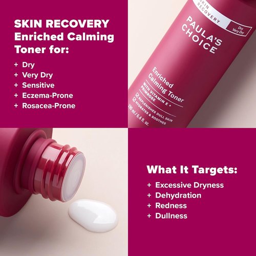 Paula's Choice Skin Recovery Toner - Hydrating Face Toner with Hyaluronic Acid & Vitamin E | 6.4oz for Dry, Sensitive Skin