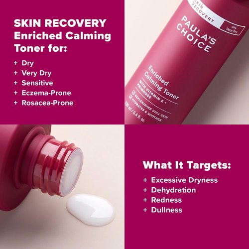 Paula's Choice Skin Recovery Calming Face Toner, Toner for Face with Hyaluronic Acid, Vitamin E & Primrose, Hydrates, Replenishes & Soothes Skin, Dry & Sensitive Skin, Frangrance Free, 6.4oz