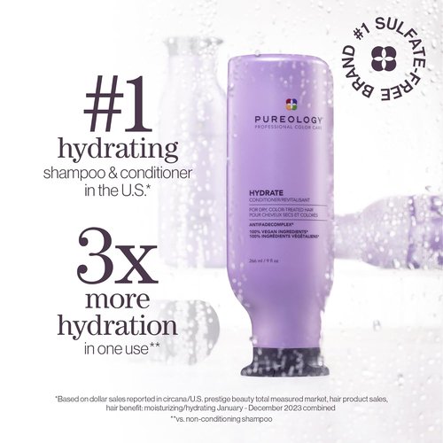 Pureology Hydrate Conditioner - Nourishing Formula for Dry or Color-Treated Hair | Vegan Moisture Restoration