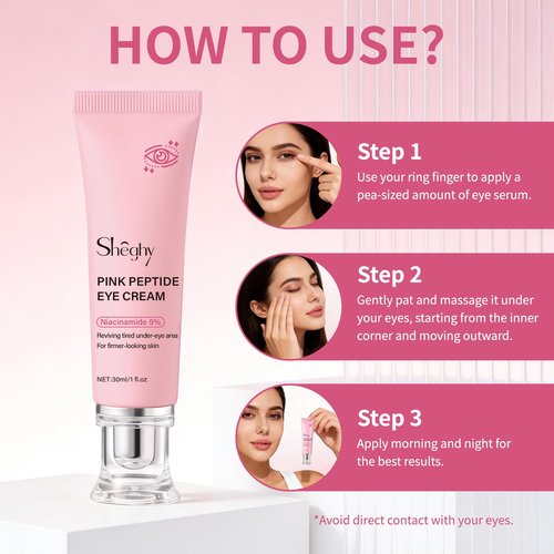 PDRN Pink Peptide Eye Serum Cream, Hydrating & Firming Eye Cream for Dark Circles, Anti-Aging Treatment Reduces Fine Lines, Uneven Skin Tone, Soothing Pink Moisturizer with Peptides, 1.01fl.oz (1)