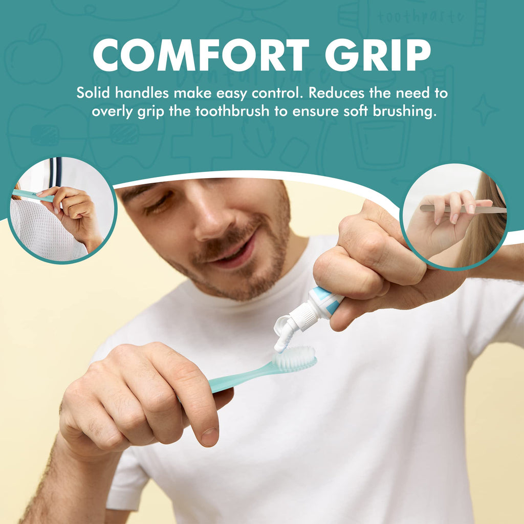 [KENT] CLASSIC Medium Head Extra Soft Toothbrush, Sensitive Teeth & Gums for Adults & Teens - (Set of 6)