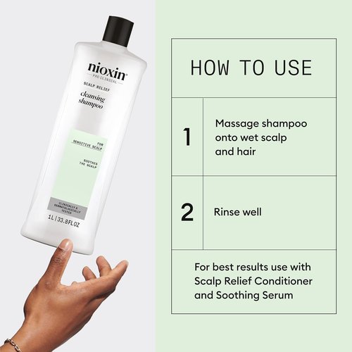 Nioxin Scalp Relief Cleansing Shampoo - Soothes & Hydrates Sensitive Scalps | Aloe Vera & Vitamin E Infused