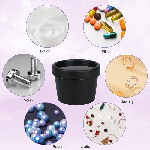 Plastic Cream Jars Travel Containers for Toiletries 3.4oz 6 Pack TSA Approved Wide-mouth Cosmetic Pot Jars with Lids Leak Proof Travel Size Containers for Makeup Face Cream(Black)
