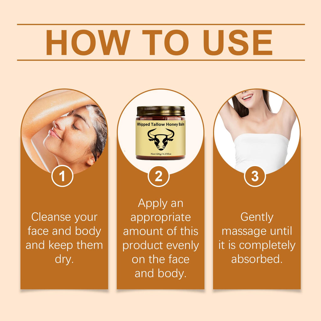WAESKI Beef Tallow for Skin - Whipped Tallow Honey Balm, Lavender, Deep Moisturization, Natural Hydrating Cream, Relief for Dry & Sensitive Skin 2.11oz