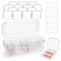 Press On Nail Organizer 14 PCS Clear Press On Nail Storage Boxes and 1 Big Storage box with 60 Pcs Adhesive Double Sided Tape,Press On Nail Packaging for Fake Nail Storage Nail Display Nail Salon.