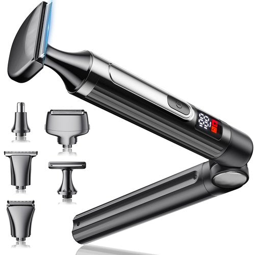 kurtmark Electric Back Shaver for Men, 5 in 1 Mens Back Shaver, Cordless Back Hair Trimmer for Men with Extendable Long Handle, Self-Service Body Groomer Razor with Wider Blade