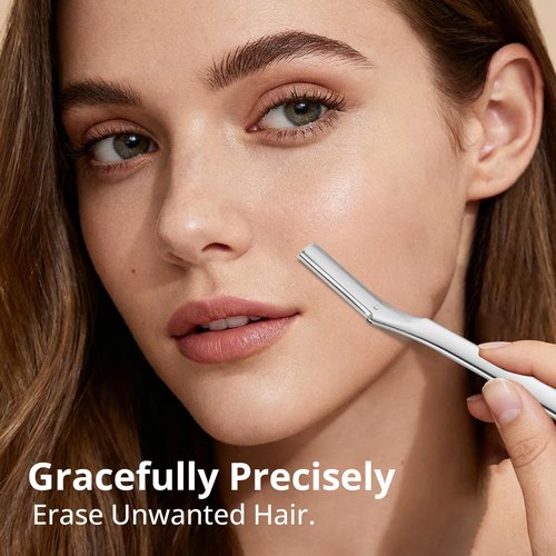 Mistfree Dermaplane Razor for Women Face, Eyebrow Razor for Women & Men, Professional Metal Dermaplaning Tool with 12PCS Refill Blades, Reusable Face Razor for Exfoliation & Peach Fuzz Removal