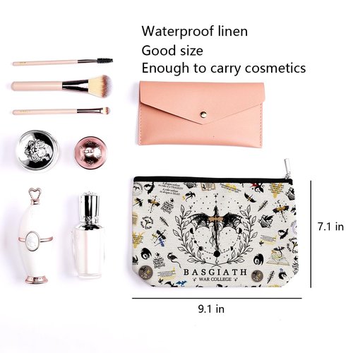 LONGXIN Fourth Wing Merch Makeup Bag Cosmetic Bag Gifts for Rider Fans Fourth Wing Book Lovers Bookworm Librarian Bookish Merchandise