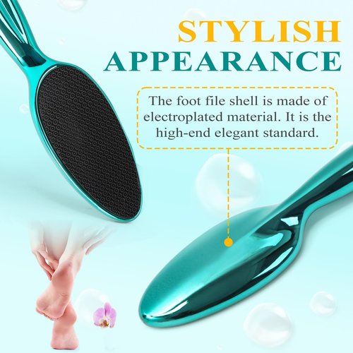 HovuuTuig Glass Foot File, Foot Scrubber for Hard Skin Remover - Foot Callus Remover, Pedicure Tools for Feet Dead Skin, Foot Care for Women and Men, Gentle Effective Heel Scraper (Metallic Green)