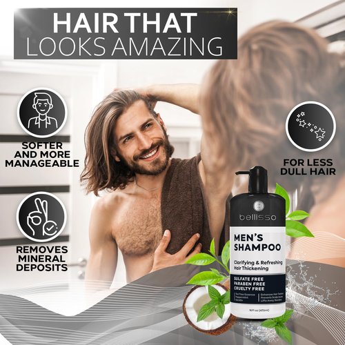 **Skiennix Shampoo for Men - Tea Tree Oil & Peppermint - Sulfate & Paraben Free, Clarifying Formula for Oily Hair**