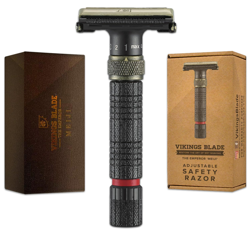 VIKINGS BLADE Adjustable Double Edge Safety Razor - Eco-Friendly & Smooth Shaving Experience | Luxury Case Included