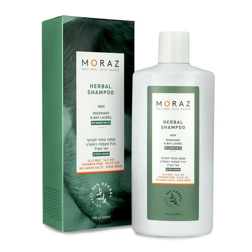 Moraz Men's Herbal Shampoo - Clarifying & Moisturizing Formula for Stronger Hair Roots - 17 oz
