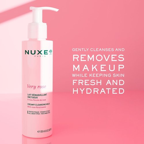 Nuxe Very Rose Cleansing Milk - Gentle Makeup Remover with Rose Floral Water for Sensitive Skin | 6.8 Fl Oz