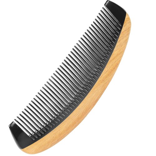 Onedor Buffalo Horn With Handmade 100% Natural Green Sandalwood Hair Combs - Anti-Static Sandalwood Scent Natural Hair Detangler Wooden Combs (Buffalo Horn Oval Fine Tooth)