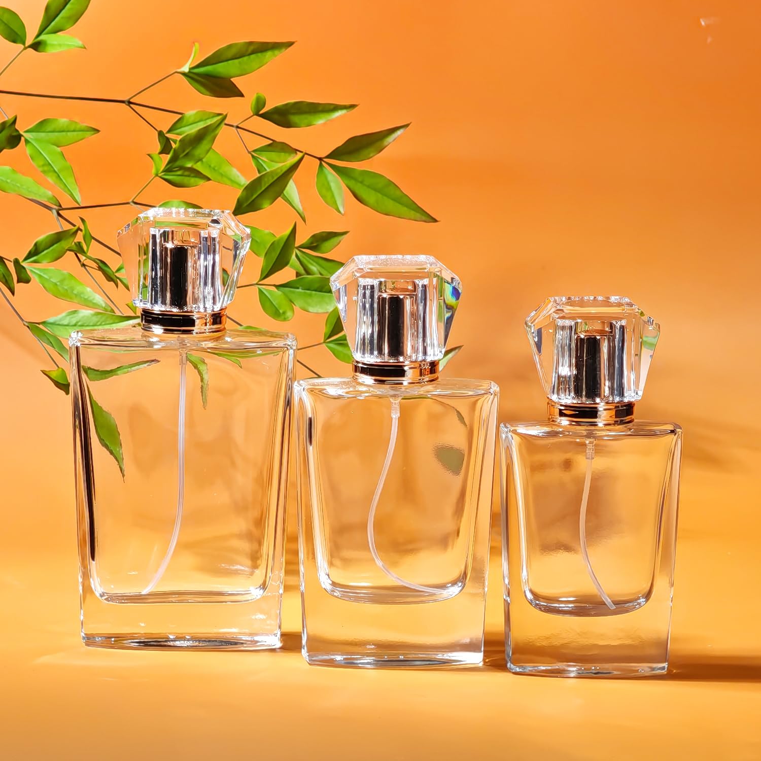 Yerpkefey 100ml/3.4 Oz Glass Spray Bottle Perfume Atomizer,Perfume Travel Refillable Spray Bottle Empty with 3 Kinds of Dispenser (100ml)