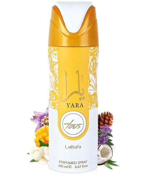 Lattafa Yara Tous – Fruity, Tropical, Gourmand, Musky – Perfumed Deodorant Spray for Women, 6.67 Ounce / 200 ml