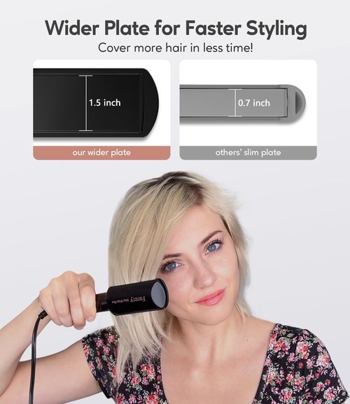 FARERY Portable Hair Straightener - 1.5 Inch Mini Flat Iron with Ceramic Plates & Travel Bag