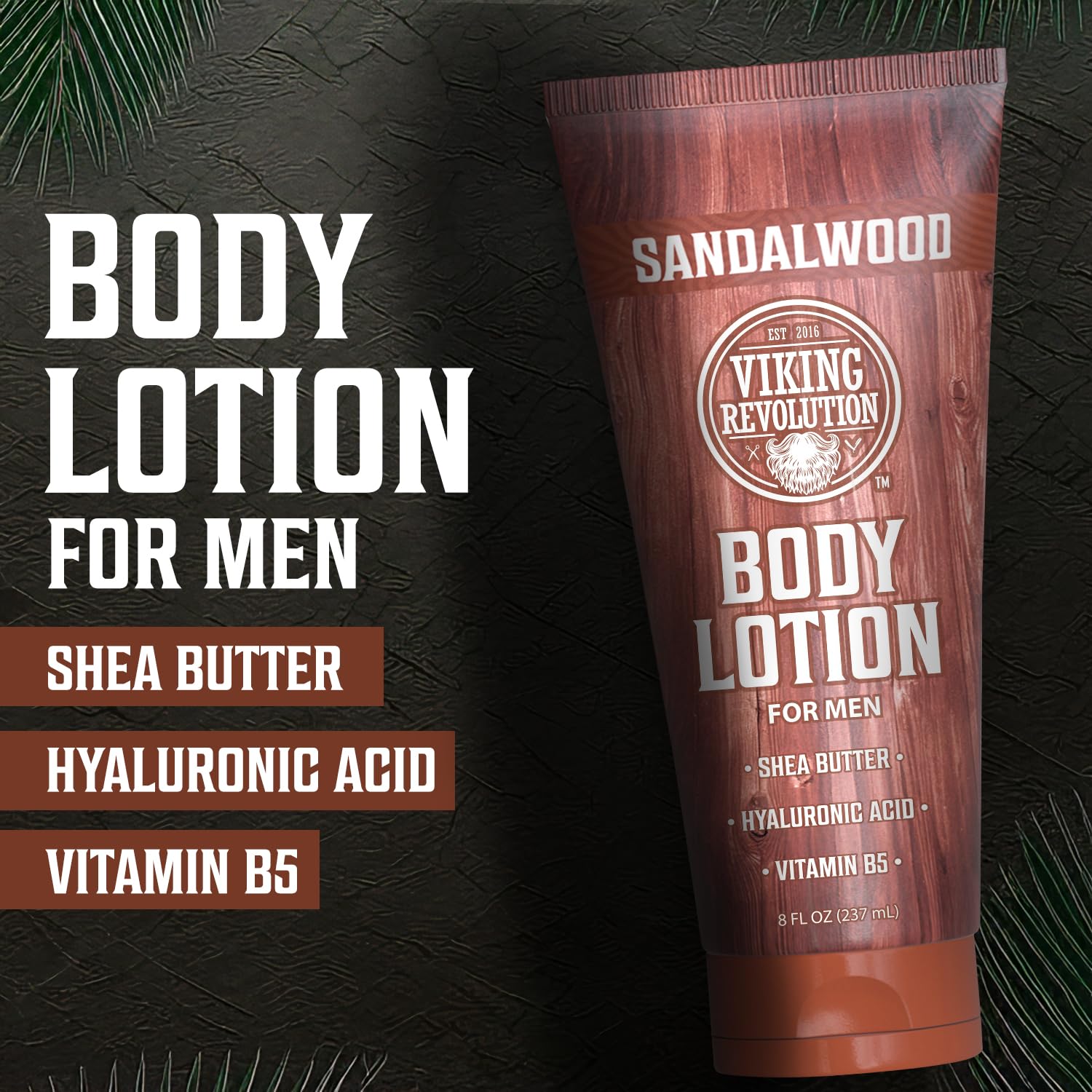 Viking Revolution Sandalwood Body Lotion for Men - Hydrating Lotion with Shea Butter & Vitamin B5 | 8oz