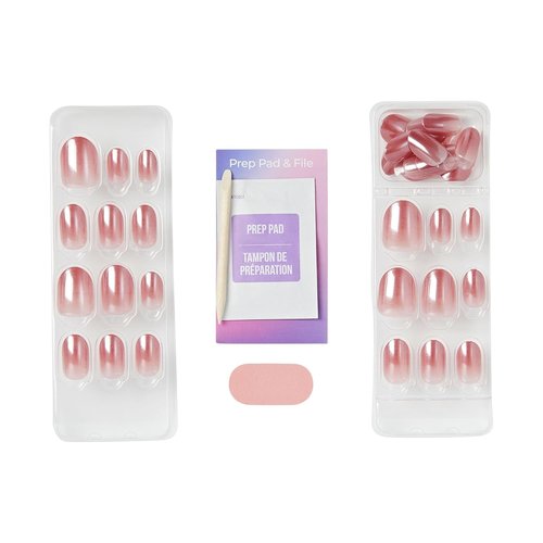 Kiss Impress No Glue Mani Press On Nails - ColorFX 'Boundless' Pink, Short Oval Shape, 30 Nails Included