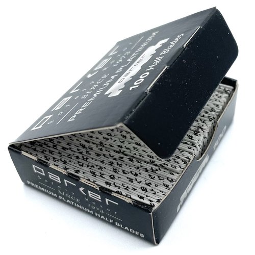 Parker Premium Platinum 1/2 Blades, ** 200 Count **, For Professional Barber Razors, Shavette Razors and Disposable Blade Straight Razors that accept Half of a Double Edge Razor Blade