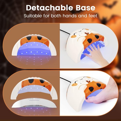 Lavinda UV LED Nail Lamp for Gel Polish, 48W UV Light for Nails Professional Nail Dryer Fast Curing Lamp with 4 Timers, Smart Sensor, Detachable Base for Hands & Feet Home Salon DIY Manicure-Orange