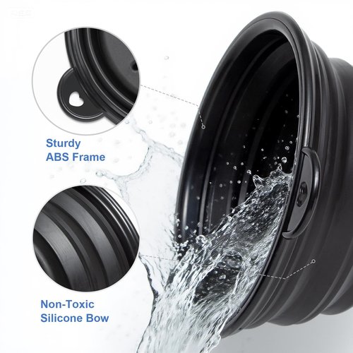 SPOSAFE 2-Pack Foldable Shaving Soap Bowl, Portable, Easy-to-Carry Shaving Soap Cup for Wet Shave, Travel Shaving Lather Bowl/Shaving Mug Compatible with Shave Cream & Soap for Men (Black& Blue)