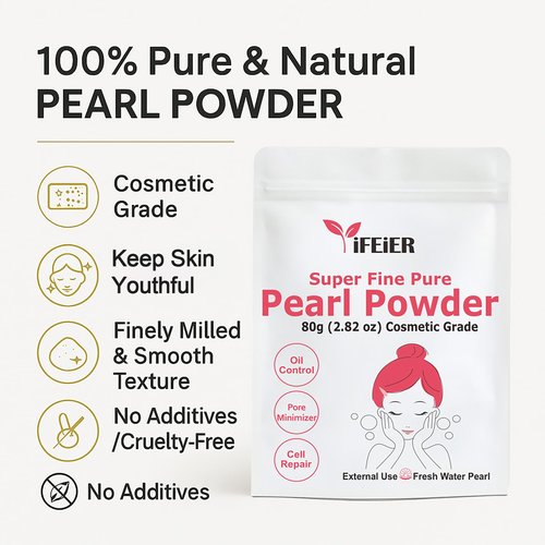 iFEiER Pure Freshwater Nano Pearl Powder for Skincare and Homemade Cosmetics Grade. 80g(2.82oz) SuperFine Pearl Powder for DIY lotions | creams | serums | making face mask, Natural and Oranic