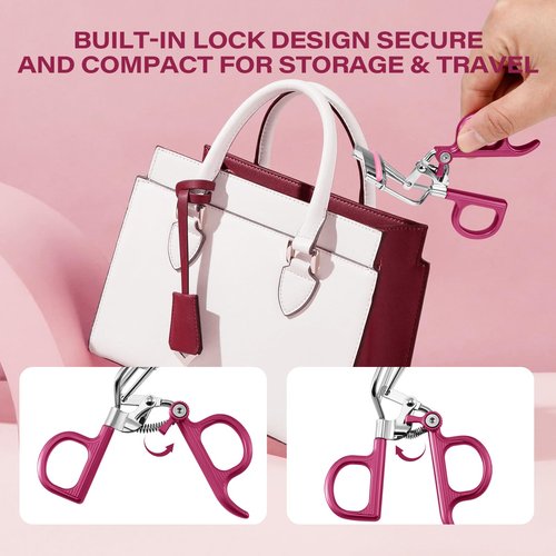 Eyelash Curler with 3 Refill Pads of 3 Different Firmness, Upgraded Material Handle, Achieve Precise Control, Professional Lash Curler Features a Built-in Lock for Easy Storage & Travel, Gentle & Safe