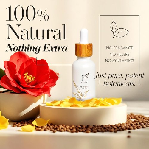 Finally 100% Organic Tsubaki Face Oil - Hydrating Under-Eye Serum for Glowing Skin & Even Tone