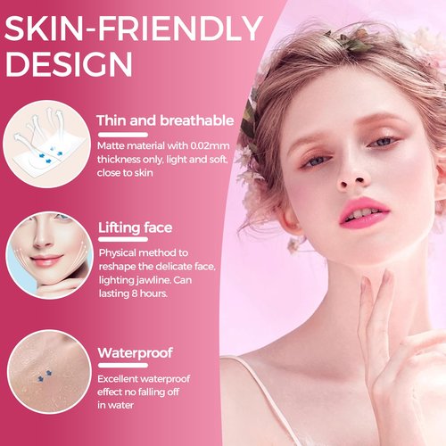 Neck Tape Lifting Invisible, 96 PCS Face Lift Tape Invisible, Facelift Facial Lifter Strip Lift Turkey Neck, V Edge Patches for Instant Lifting & Tightening Sagging Skin/Loose Skin/Wrinkles/Jowl/Eye