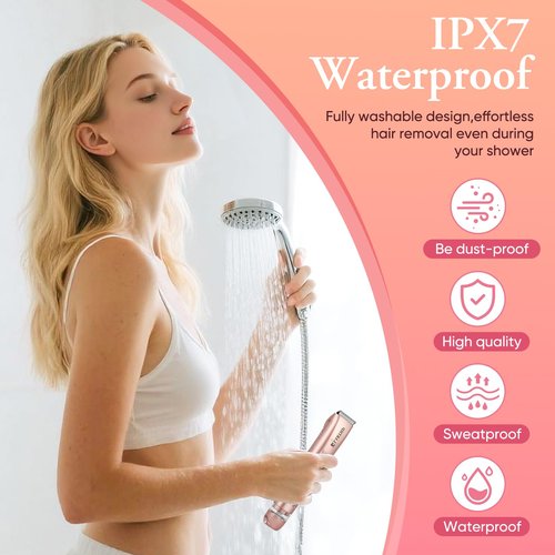 LARTHD 2 in 1 Women Electric Shaver Dual Head Bikini Trimmer for Women IPX7 Waterproof Wet & Dry Use Body Hair Trimmer and Facial Hair Remover for Bikini Underarm Leg Arm Body Face