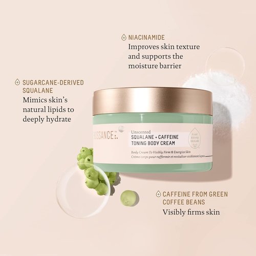 Biossance Squalane + Caffeine Body Cream - Firming Moisturizer for All Skin Types | Vegan & Fragrance-Free