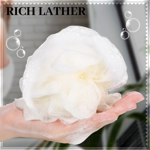 Funnymoom 12 Pcs Travel Size Loofah Individually Wrapped, Small Shower Puff Bath Sponge Pouf Ball Bulk Mesh Bath Puff Mini Loofah Sponge with Case Bulk for Shower Care (25g,Colorful)