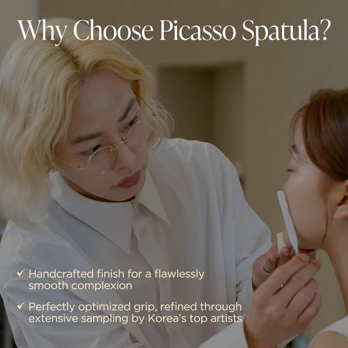Piccasso 2-Way Makeup Spatula - Dual-Ended Stainless Steel Tool for Precise Foundation & Skin Care Application, Includes Leather Case