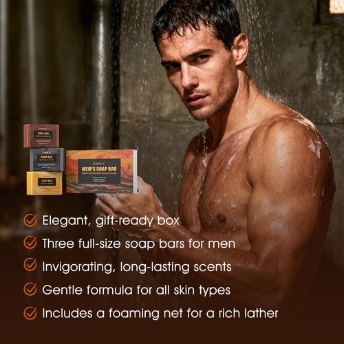 Skiennix Men's Bar Soap - Natural Handmade Deep Cleansing Soap for Face, Body & Shave | 14.8 Oz