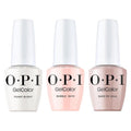 OPI GelColor Gel Nail Polish Trio - Iconic Sheer Nude Shades | Funny Bunny, Soft White + Bubble Bath, Nude Pink + Bare My Soul, Soft Beige Crème