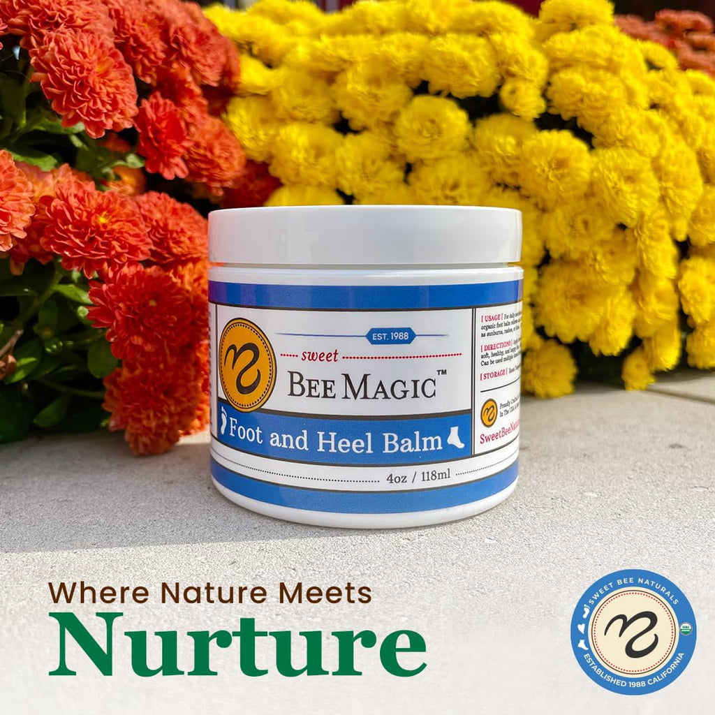 Sweet Bee Naturals Organic Foot Balm - Intensive Heel Cream for Dry, Cracked Feet - 4 OZ Jar