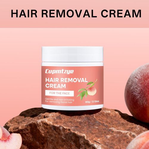 Facial Hair Removal Cream, Professional Depilatory Care Soothing Cream,Peach Infused Depilatory, Smooth Skin Treatment for Women & Men (Pack of 2)