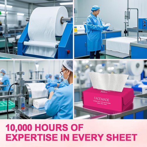 FACEMADE 100 Count (2 Packs) Disposable Face Towels, Ultra Thick Face Towelettes Disposable, Clean Facial Towels for Makeup Remover, Skincare, USDA Certified 100% Biobased