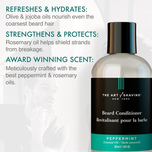 The Art of Shaving Beard Conditioner - Beard Softener to Nourish & Soften Beard Hair, Leaves Clean & Shiny Finish, Peppermint, 4 Fl Oz