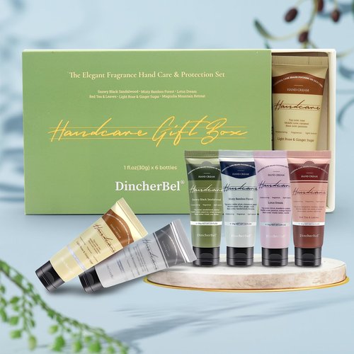 DincherBel Hand Cream Gift Set - Travel Size Scented Hand Lotion Set for Dry Skin, Ideal Holiday Gift for Women/Men/Birthday, 6 x 1.0 oz/30 ml