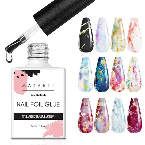 Makartt Nail Foil Glue Gel for Nail, Foil Gel Transfer for Nails Art Stickers Strong Adhesion Foil Transfer Gel Soak Off Salon DIY UV LED Lamp Required 15ML(0.5 fl.oz)