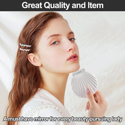 Makefango Compact Makeup Mirror with Lights - 3.5" Portable, 2-Sided, Lightweight & Shatterproof, Folding Magnifying Mirror 2X/10X, Small Gift for Women