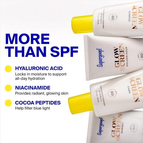 Supergoop! Glowscreen SPF 40 - Golden Hour Bronze Glow Tinted Sunscreen - Hydrating Primer with Hyaluronic Acid & Vitamin B5 - 1.7 fl oz