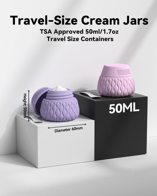 ITDAWEI Travel Containers for Toiletries with Clear Bag, 1.7oz TSA Approved Travel Size Containers, All Silicone Refillable Cosmetic Jars, Leakproof Accessories for Cosmetic Face Body Hand Cream