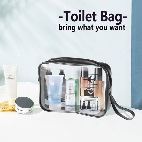 TSA Approved Toiletry Bag Carry on Airport Airline Compliant 3Pcs,Clear Makeup Bag Toiletry bags Quart Size Traveling, 3 Packs Clear Travel Bags for Toiletries,Black