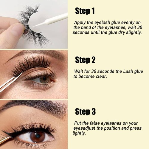 2 in 1 Clear Eyelash Glue with BIOTIN; Sensitive Eyes Safe ; Strong Hold Brush On Cluster Lash Glue, False Eyelash Extensions Strip Lash Adhesive, Latex Free Vegan Cruelty Free Waterproof