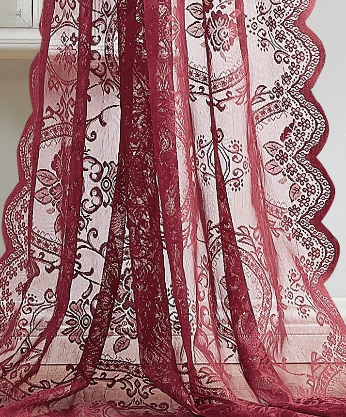Burgundy Canopy Bed Curtains - 54W x 216L for Gothic Bedroom Decor - Variation of NOIR GOTHIC DECOR